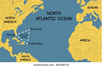 vintage map bermuda triangle