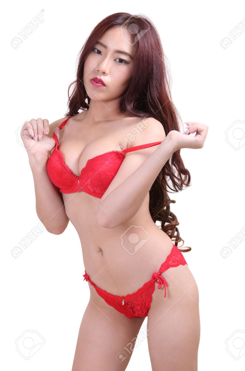 sexy red bikini model