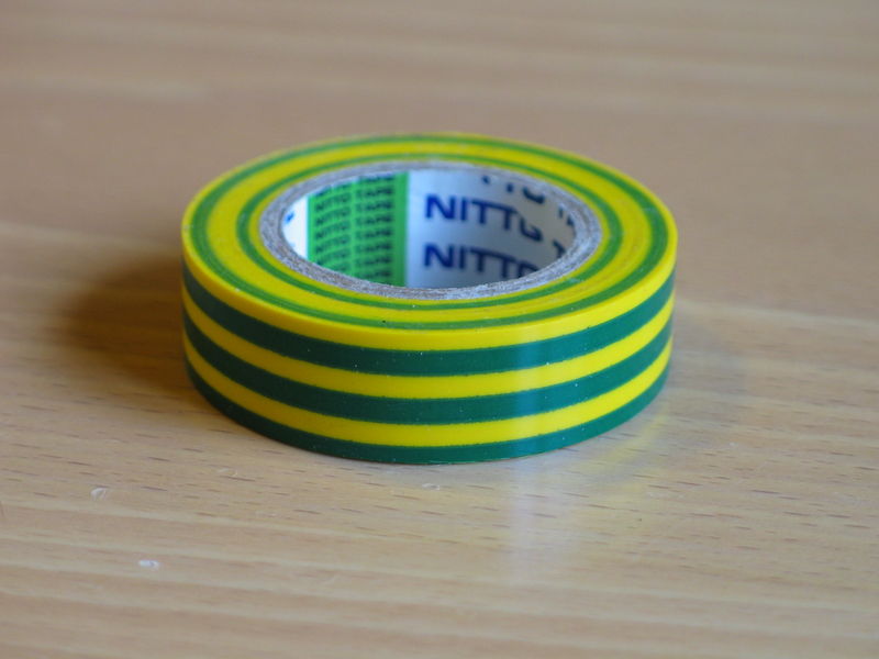 yellow striped tape electrical green